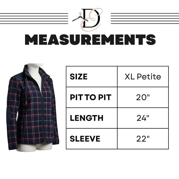 Talbots XL P Navy Blue Plaid Knit Jacket - Picture 9 of 15